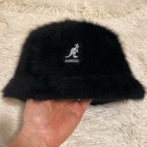 KANGOL blue, size Large, black faux-fur vintage hat in excellent shape.